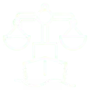 Icon with a ship and balance scale for the maritime industry.