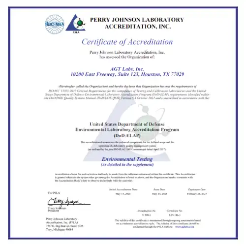 PJLA DoD ELAP Accreditation