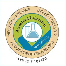 AIHA Accredited lab logo for industrial hygiene mentioning the lab ID of AGT Labs #101470